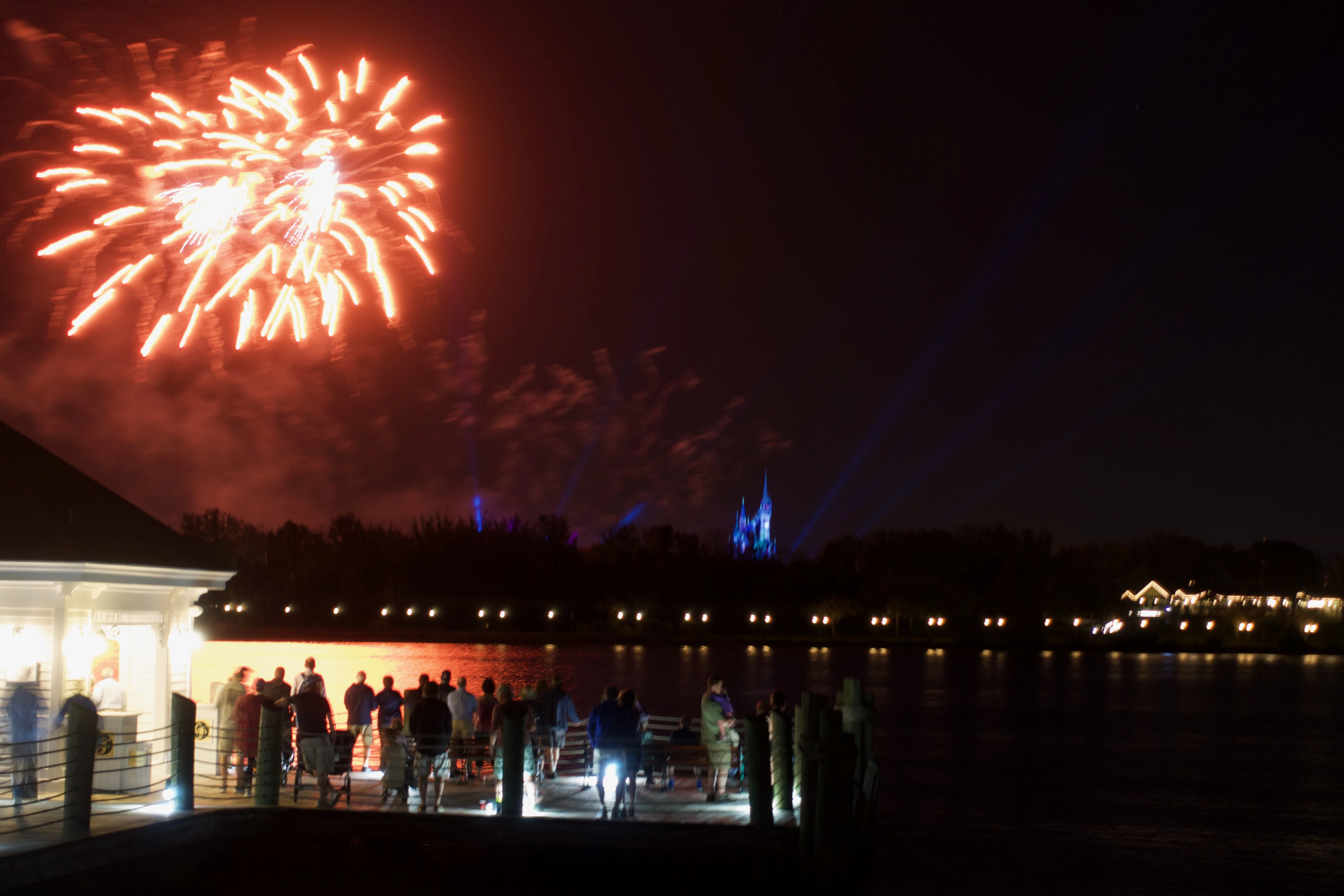 Summit Plummet water slide towering over Blizzard Beach with snow-themed decorations